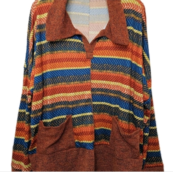 Haptics Multicolor Striped Long Sleeve Stretchy Shirt Women's Plus Size 1X NEW - Picture 8 of 10